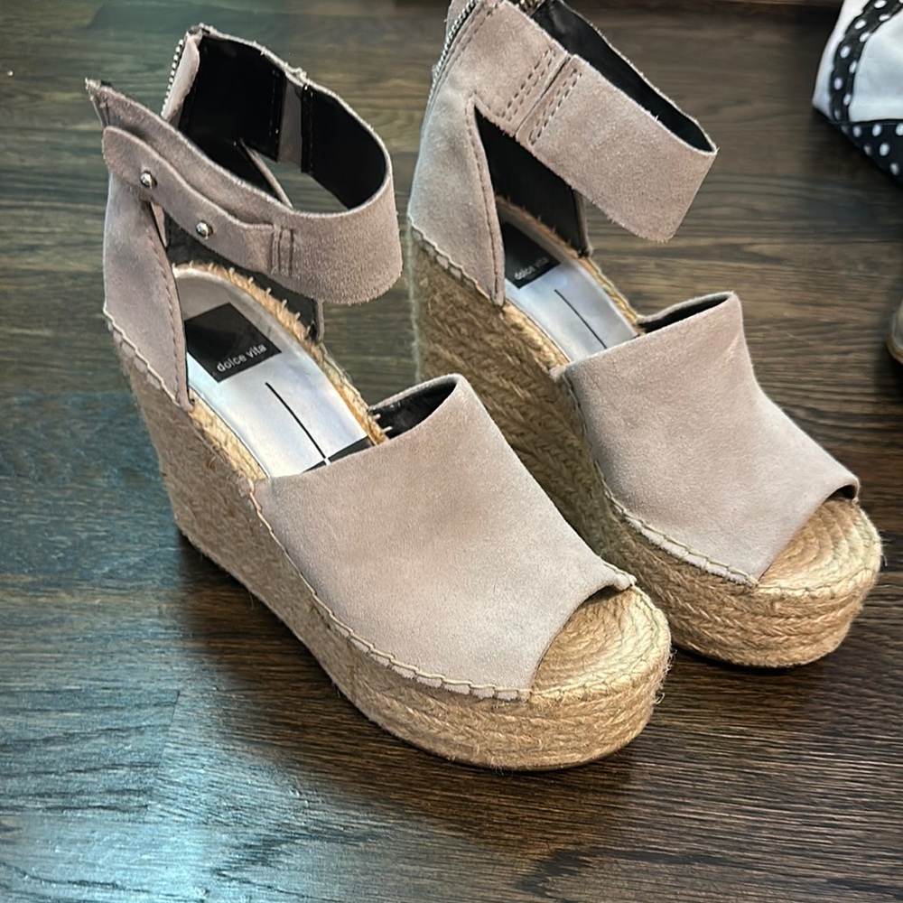 Dolce Vita Gray Wedge Espadrilles with Ankle Strap